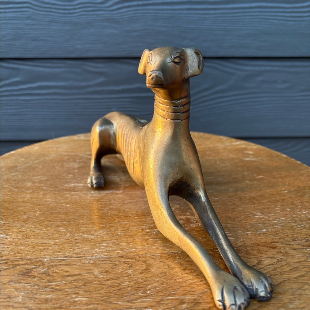brass greyhound whippet dog sculpture